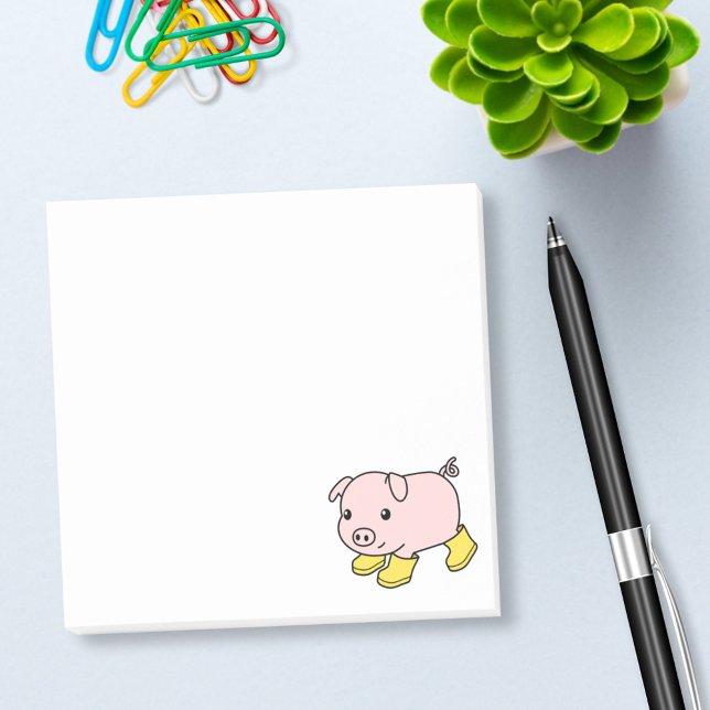 Cute Piglet Pig in Yellow Rubber Boots Post-it Notes (Creator Uploaded)