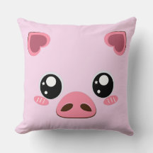 Cute piglet, Pink background Pillow