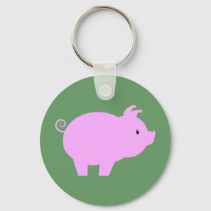 Cute Piglet Silhouette Key Ring