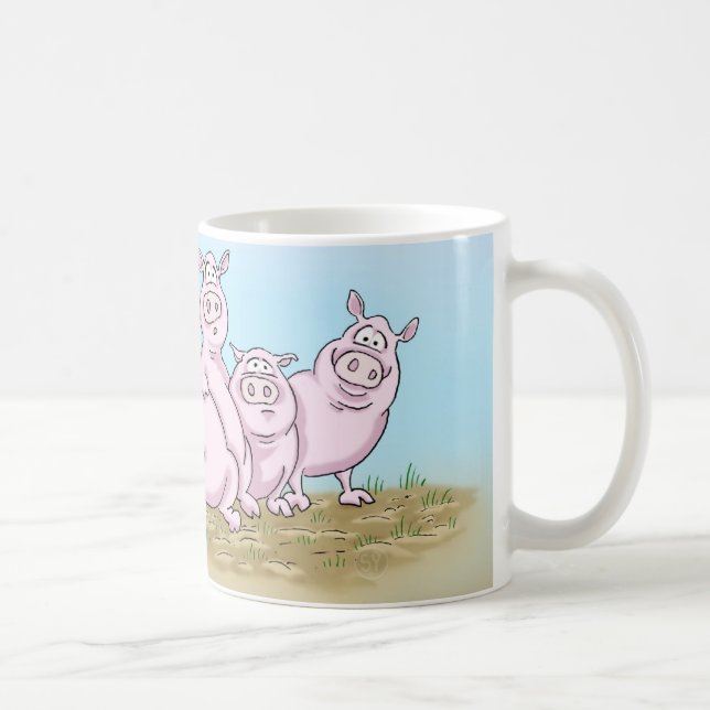 Cute Piglets and Butterfly Mug (Right)