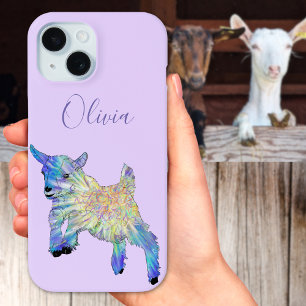 Cute Pigmy Goat illustration add Name iPhone 15 Case