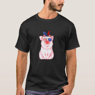 Cute Pigs 4th Of July Usa Flag Us America Piggy Jo T-Shirt