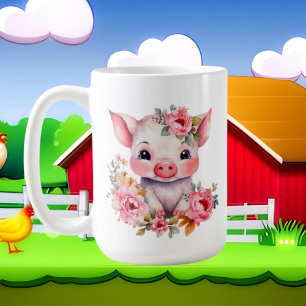 Cute pigs add monogram coffee mug