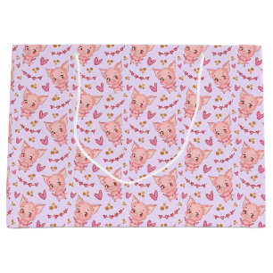 Cute Pigs and Hearts Gift Bag