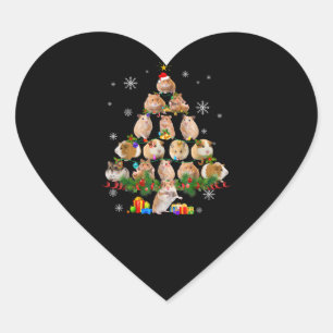 Cute Pigs Christmas Tree Pet Hamster Lover Heart Sticker