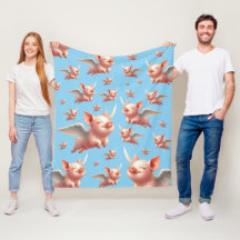 Cute Pigs Flying Blissfully in Sunny Blue Skies