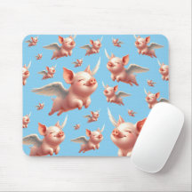 Cute Pigs Flying Blissfully in Sunny Blue Skies