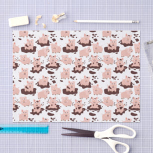Cute Pigs Playing in Mud Farm Animals Tissue Paper