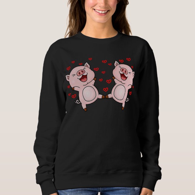 Cute Pigs Valentines Day Matching Couple Pigs Sweatshirt (Front)