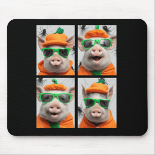 Cute Pigs with Sunglasses Pumpkin Costume Funny Mouse Pad