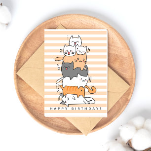 Cute Pile of Cats Birthday Postcard