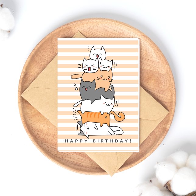 Cute Pile of Cats Birthday Postcard (Creator Uploaded)