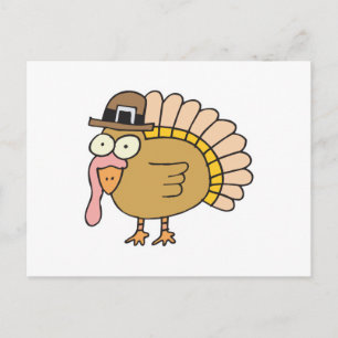 cute pilgrim thanksgiving turkey holiday postcard