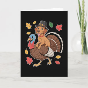 Cute Pilgrim Vizsla Dog Riding Turkey Women Men Th Card