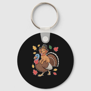 Cute Pilgrim Vizsla Dog Riding Turkey Women Men Th Key Ring
