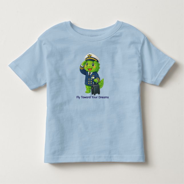 Cute Pilot Dinosaur – Dino Jobs Toddler T-Shirt (Front)