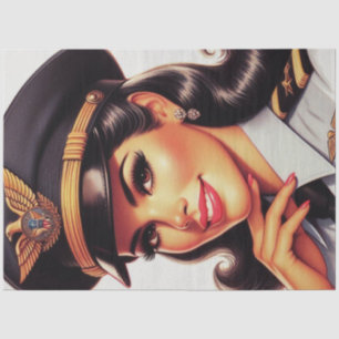 Cute Pilot Military Pin-up Tissue Paper