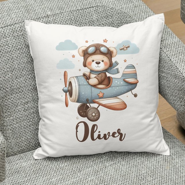 Cute Pilot Teddy Bear Personalised Cushion (Creator Uploaded)