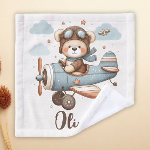 Cute Pilot Teddy Bear Personalised Wash Cloth