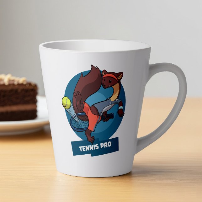 Cute Pine Marten Tennis Pro Trick Shot Cartoon Latte Mug (Creator Uploaded)