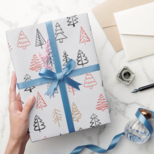 Cute Pine Tree Pattern Christmas Wrapping Paper