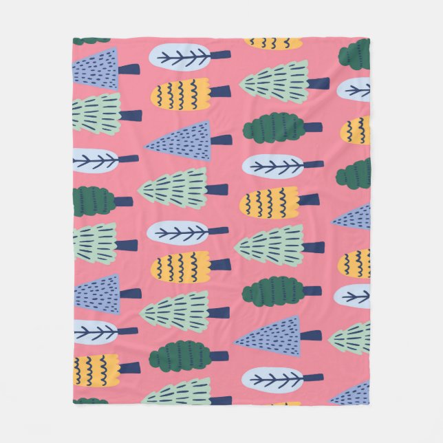 Cute pine trees: kids' pattern. fleece blanket (Front)