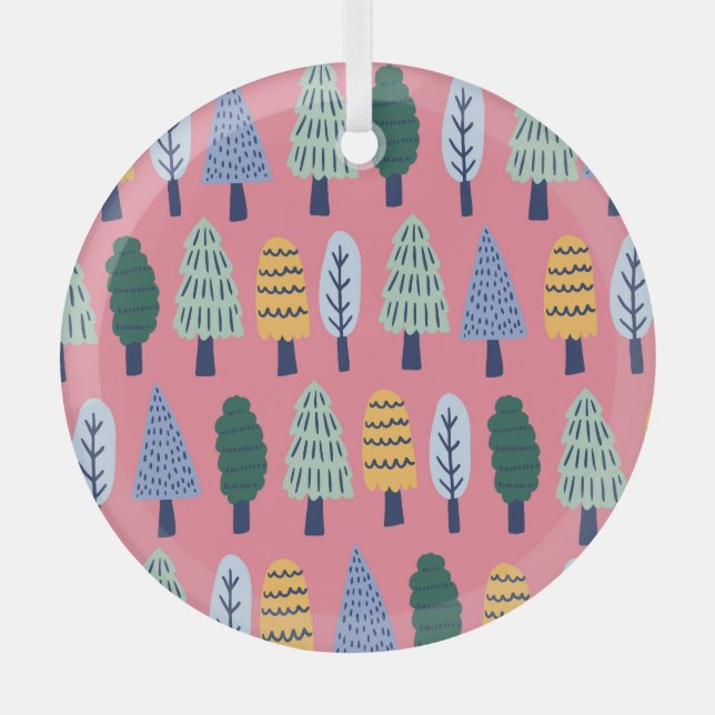 Cute pine trees: kids' pattern. glass tree decoration (Front)