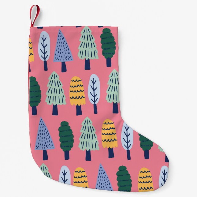 Cute pine trees: kids' pattern. small christmas stocking (Front)