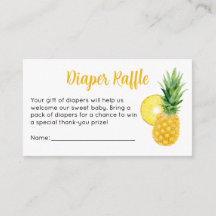 Cute Pineapple Baby Shower Diaper Raffle Ticket