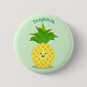 Cute pineapple cartoon illustration 6 cm round badge