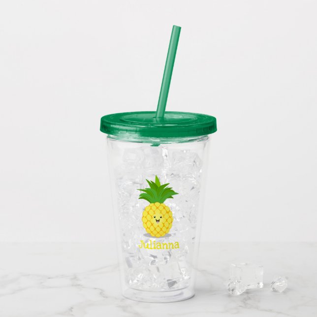 Cute pineapple cartoon illustration acrylic tumbler (Back Ice)