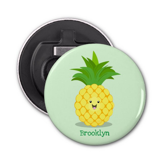 Cute pineapple cartoon illustration bottle opener (Front)