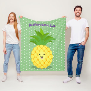 Cute pineapple cartoon illustration fleece blanket