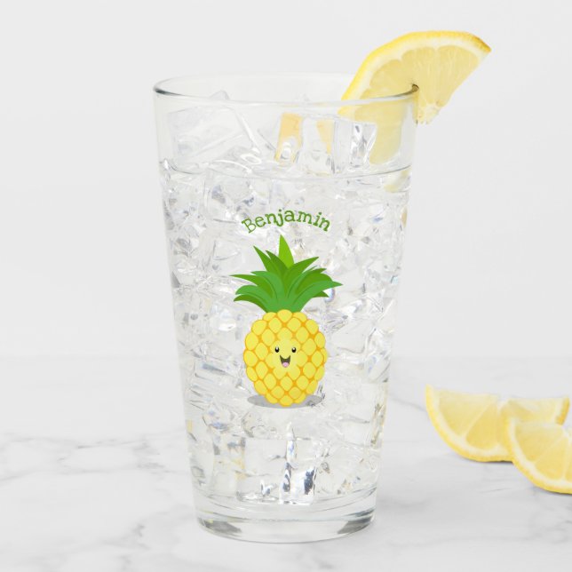 Cute pineapple cartoon illustration glass (Back Ice)