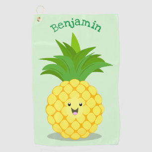 Cute pineapple cartoon illustration golf towel
