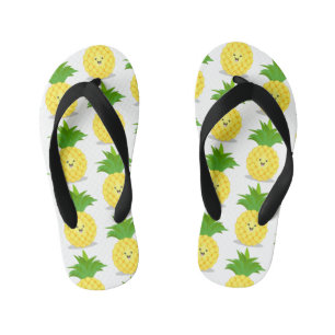 Cute pineapple cartoon illustration kid's thongs