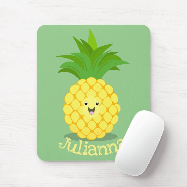 Cute pineapple cartoon illustration mouse pad (With Mouse)