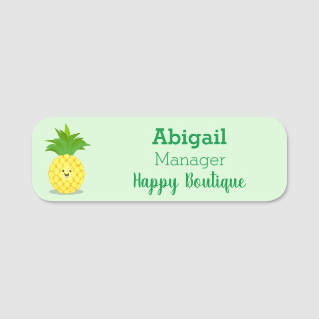 Cute pineapple cartoon illustration  name tag (Front)