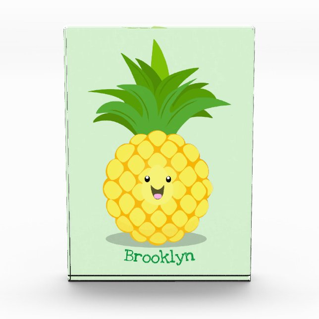 Cute pineapple cartoon illustration photo block (Front)