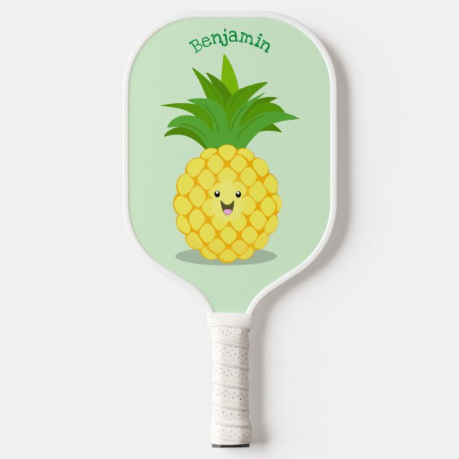 Cute pineapple cartoon illustration pickleball paddle (Front)