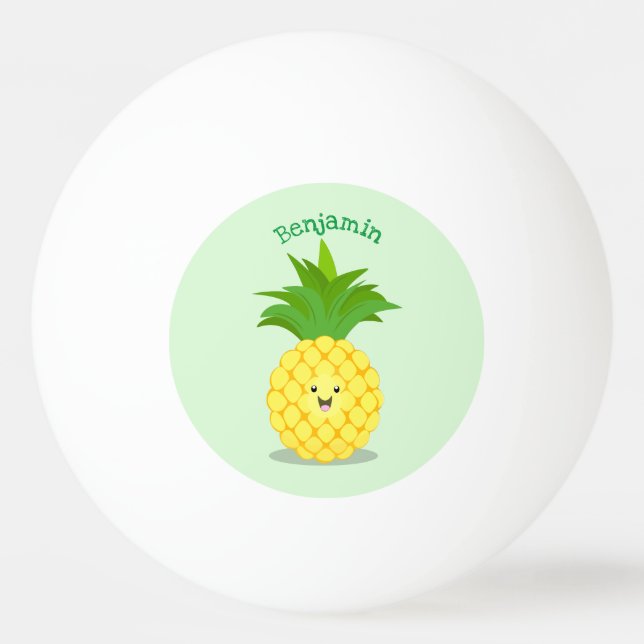 Cute pineapple cartoon illustration ping pong ball (Front)
