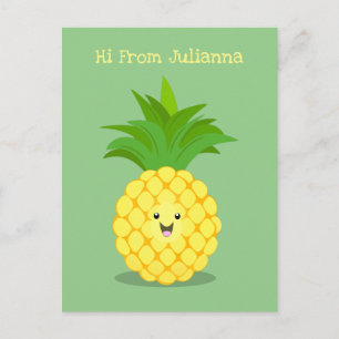 Cute pineapple cartoon illustration postcard