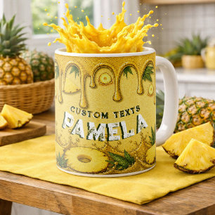 Cute Pineapple Fruit Drip Art Retro Garden Party   Coffee Mug