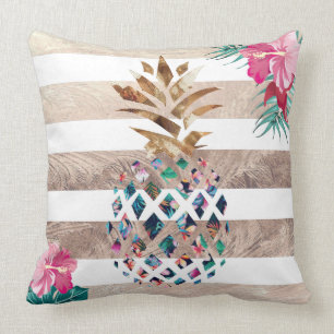 Cute Pineapple gold striped Cushion