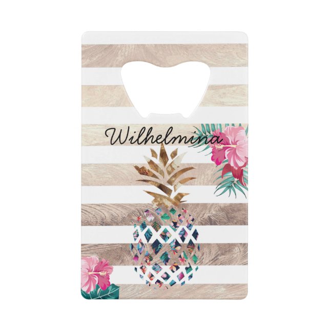 Cute Pineapple gold striped monogram (Front)