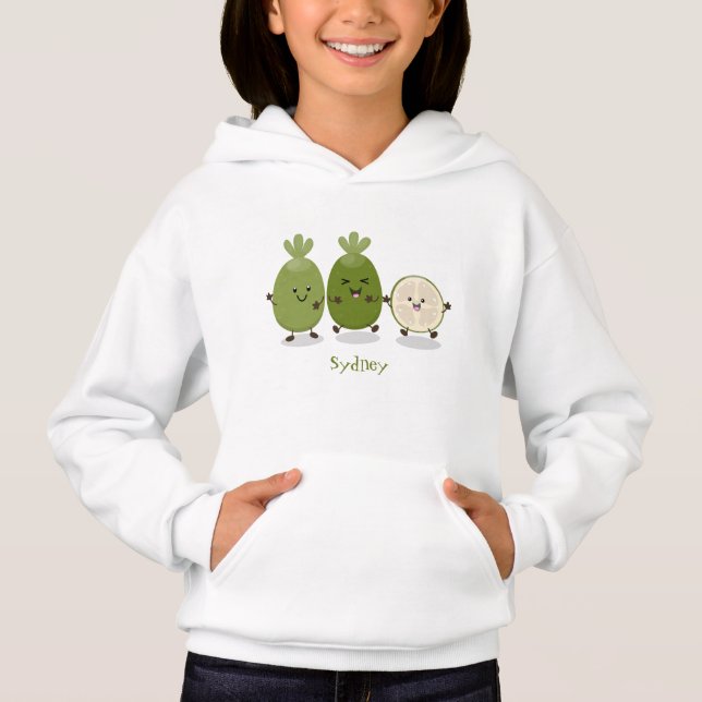 Cute pineapple guava feijoa cartoon illustration (Front)