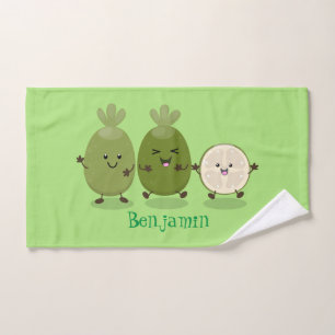 Cute pineapple guava feijoa cartoon illustration bath towel set