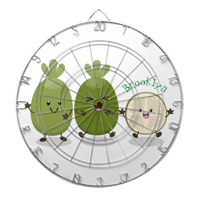 Cute pineapple guava feijoa cartoon illustration dartboard (Front)
