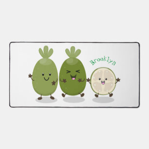 Cute pineapple guava feijoa cartoon illustration desk mat