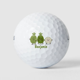 Cute pineapple guava feijoa cartoon illustration golf balls